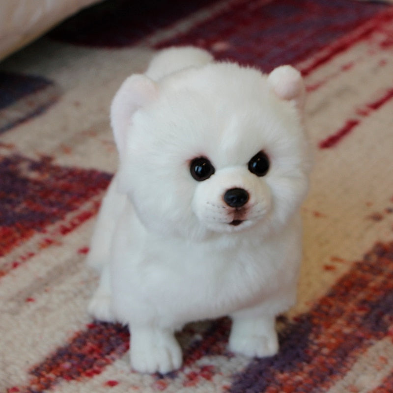 Pomeranian Dog Plush Toy - Realistic Stuffed Animal for Pet Lovers and Home Décor in Snow White Color