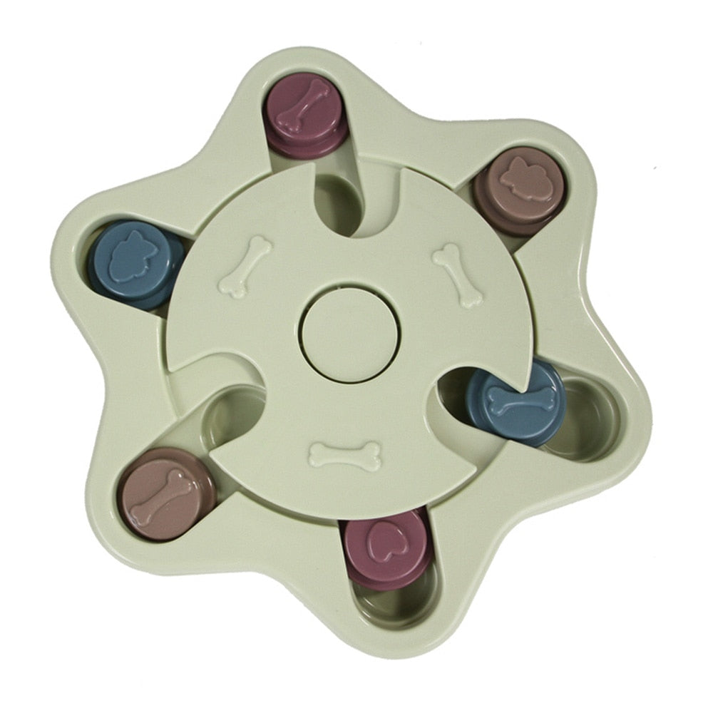 Interactive Slow Feeder Dog Puzzle Toy with Turntable Food Dispenser for IQ and Training, Perfect for Dogs to Slowly Eat and Increase Mental Stimulation