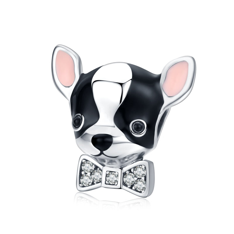 Puppy Dog Charm 925 Sterling Silver Heart Paw Pendant Bead for DIY Bracelet or Necklace - Fine Jewelry for Pet Lovers