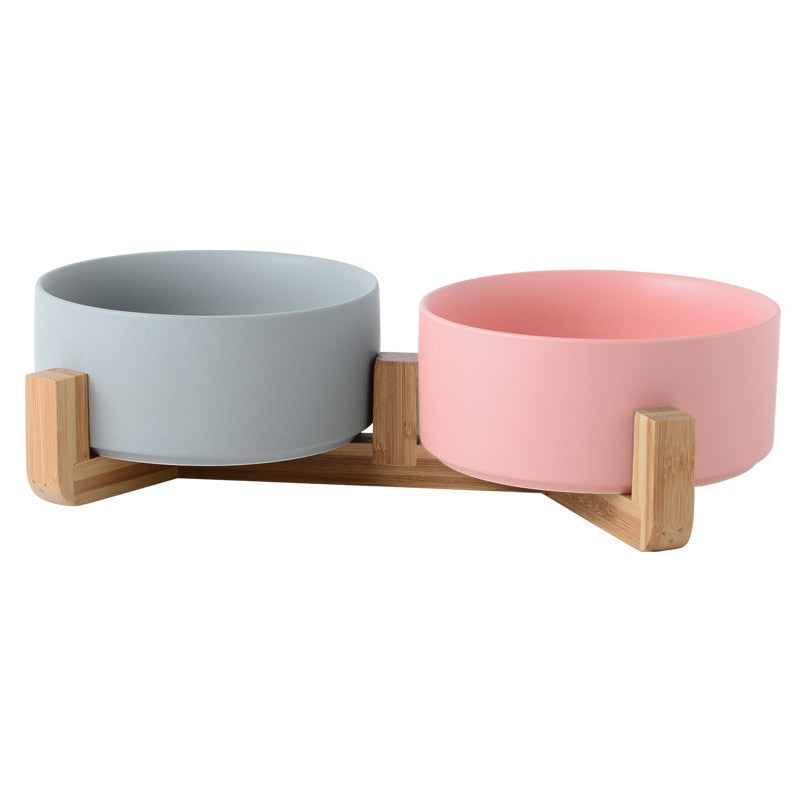 Double Ceramic Pet Bowl - Dog Feeding and Water Bowl - Ideal for Puppy, Small Dogs Feeder Product Supplies