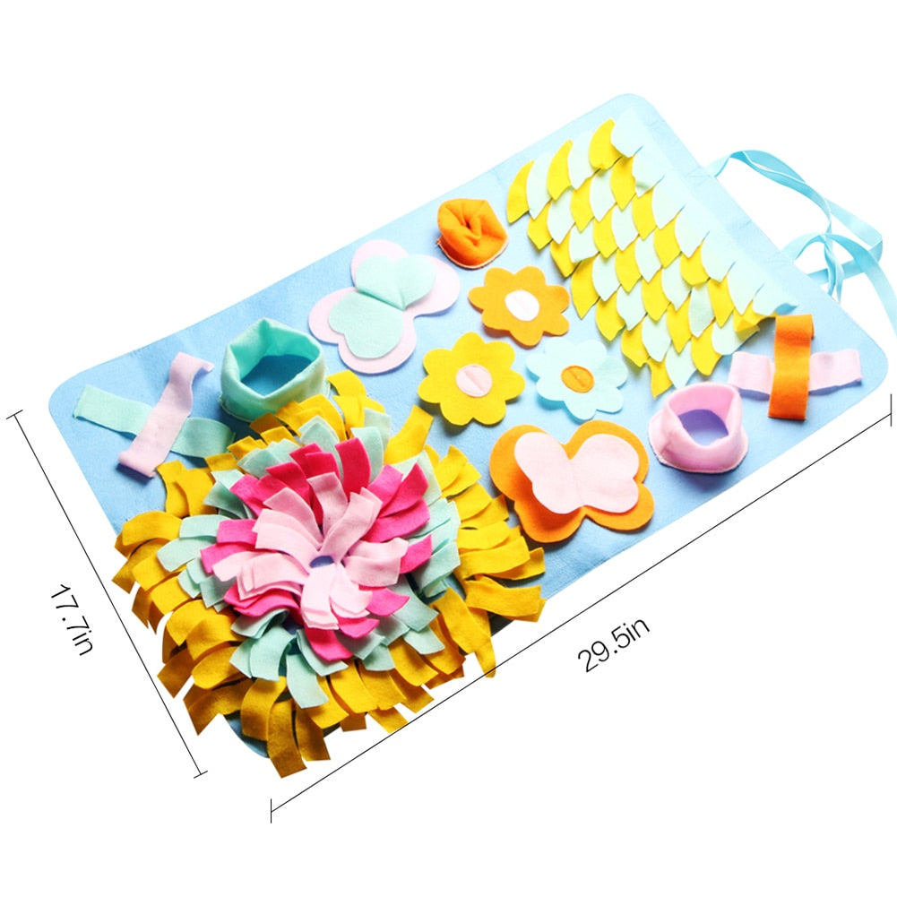 Pet Snuffle Mat - Detachable Fleece Pads for Sniffing and Training - Interactive Nosework Puzzle Toy to Relieve Stress and Keep Dogs Entertained