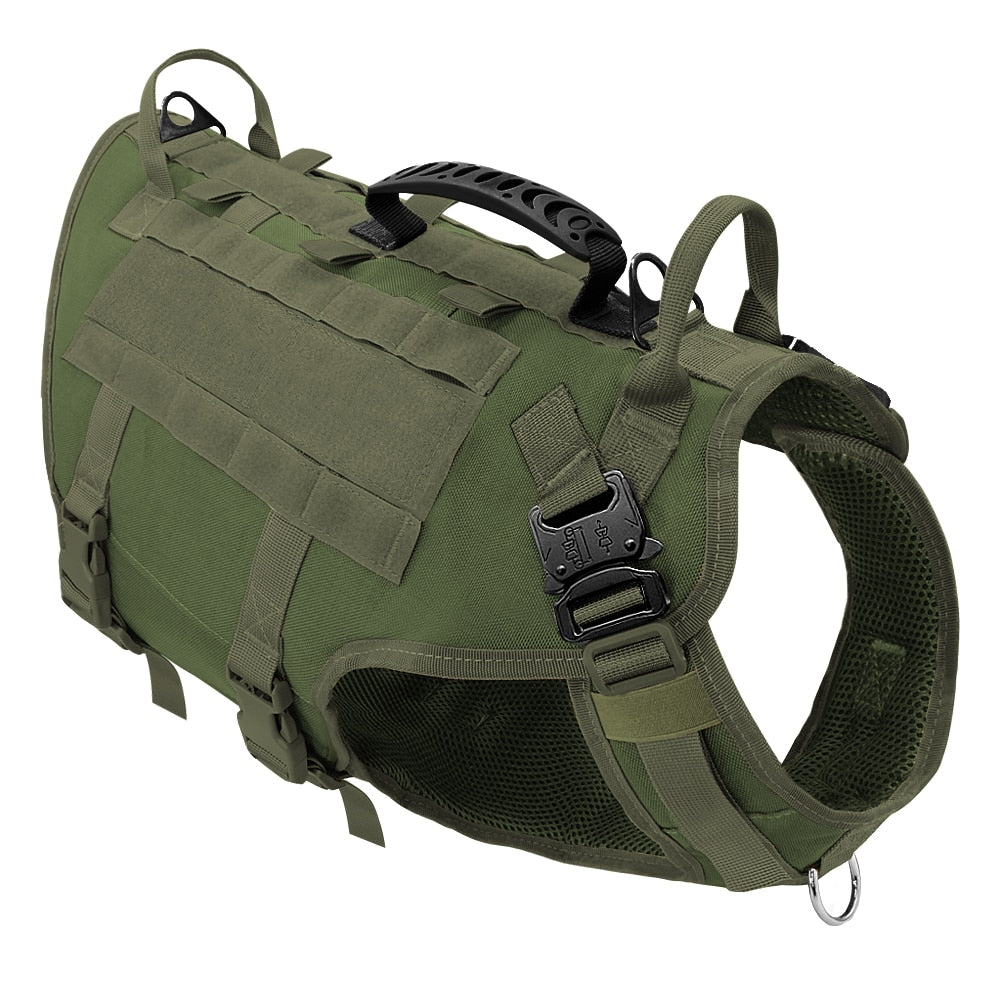 Military Tactical Dog Harness - No Pull, Training, Hiking, Molle Vest with Pouches for Medium and Large Dogs