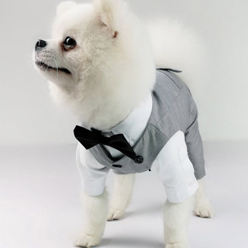 Dog Tuxedo Suit - Formal Vest with Bow Tie for Small and Medium Breed Dogs - Perfect for Weddings, Birthday Parties, and Formal Occasions