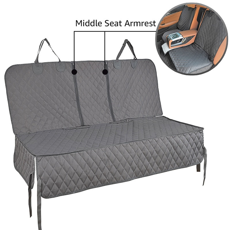 Waterproof Dog Car Seat Cover with Armrest Access - Pet Travel Cushion for Car Rear Back Mat and Middle Seat Protector