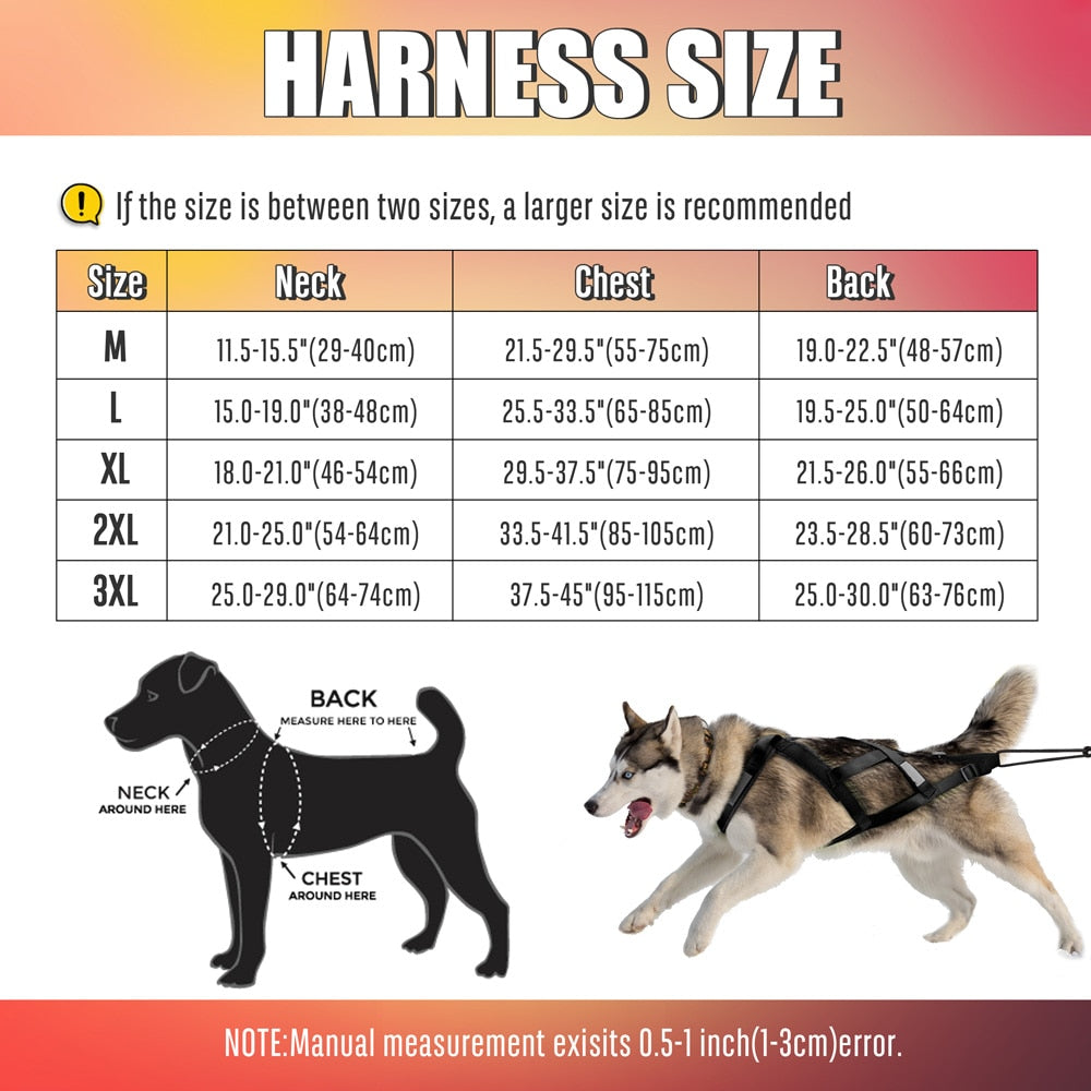 Reflective Waterproof Dog Sled Harness for Medium and Large Dogs - Ideal for Skijoring and Scootering