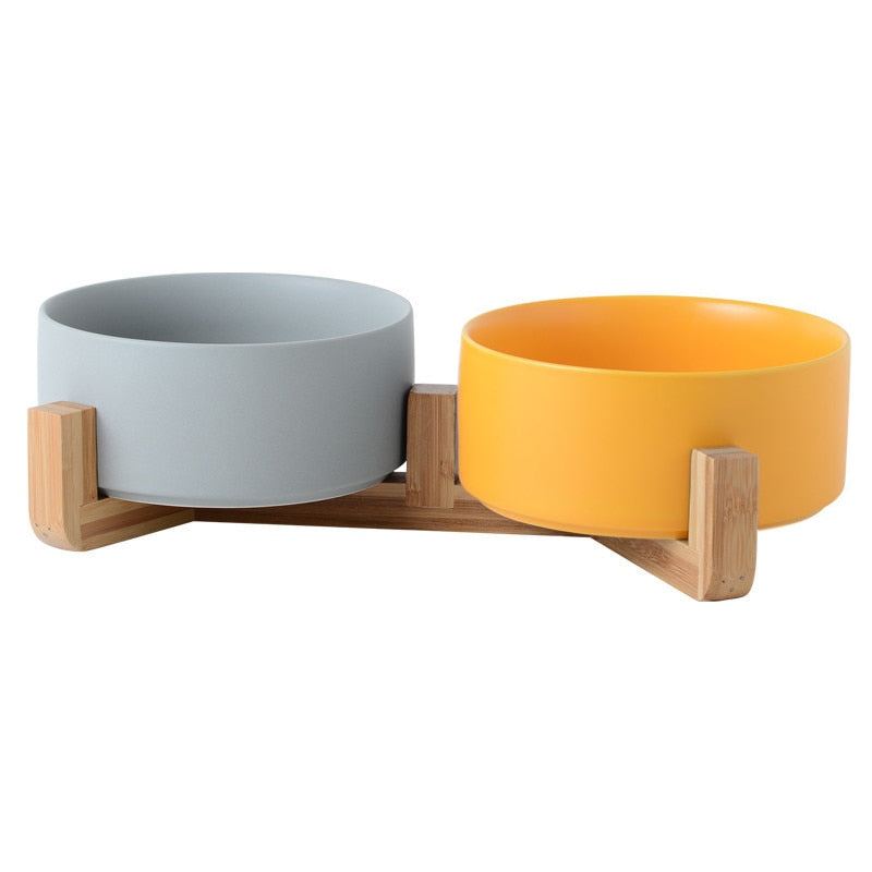 Double Ceramic Pet Bowl - Dog Feeding and Water Bowl - Ideal for Puppy, Small Dogs Feeder Product Supplies