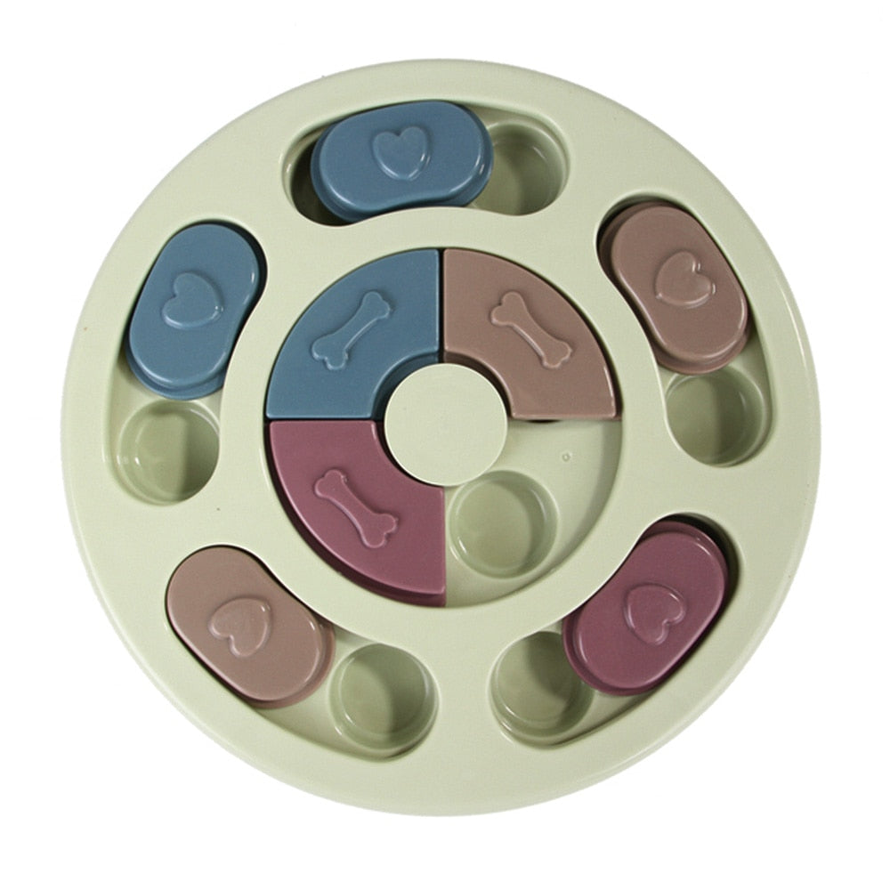 Interactive Slow Feeder Dog Puzzle Toy with Turntable Food Dispenser for IQ and Training, Perfect for Dogs to Slowly Eat and Increase Mental Stimulation
