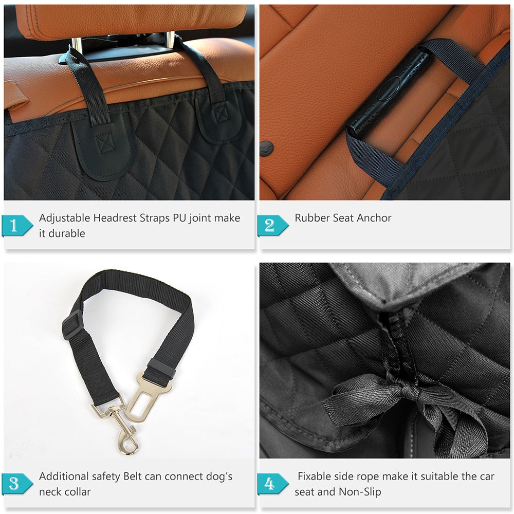 Waterproof Dog Car Seat Cover with Armrest Access - Pet Travel Cushion for Car Rear Back Mat and Middle Seat Protector