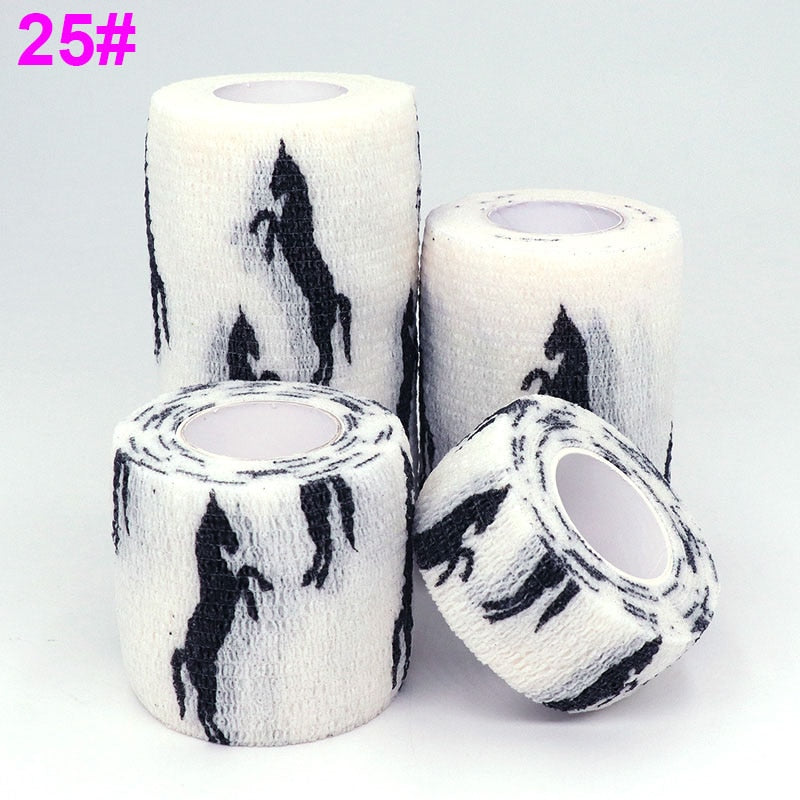 Colorful Printed Medical Elastic Bandage for Pets - Self-Adhesive and Stretchy Therapy Wrap Tape, 15FT Long