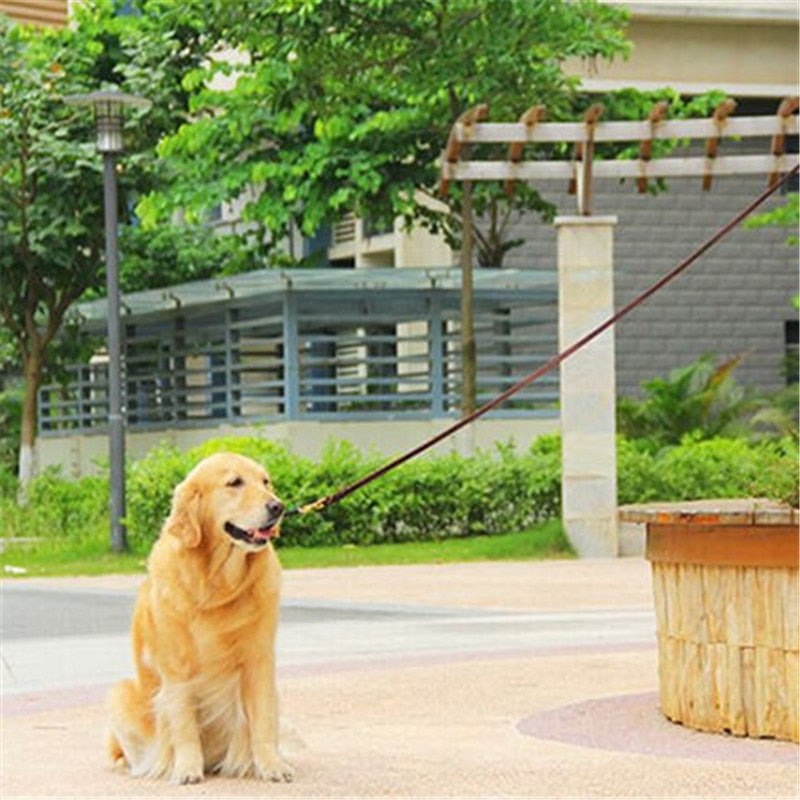 Handmade 1/2'' Brown Leather Dog Leash - Genuine Braided Strap for All Breeds