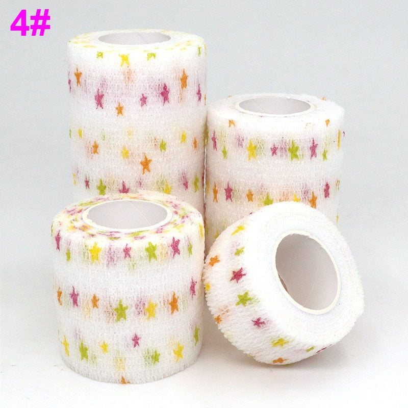 Colorful Printed Medical Elastic Bandage for Pets - Self-Adhesive and Stretchy Therapy Wrap Tape, 15FT Long