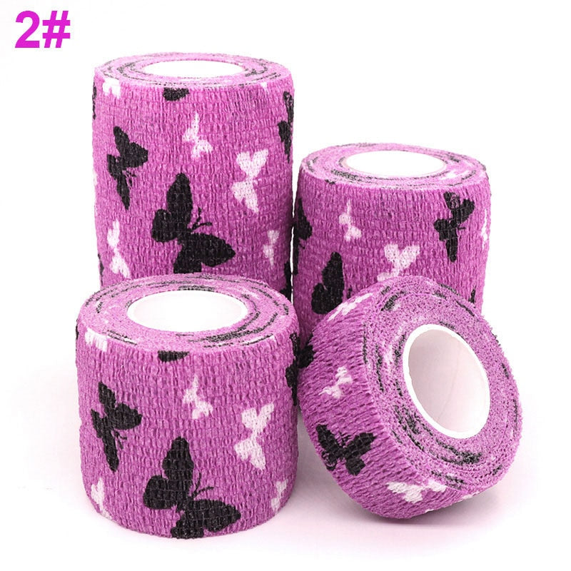 Colorful Printed Medical Elastic Bandage for Pets - Self-Adhesive and Stretchy Therapy Wrap Tape, 15FT Long