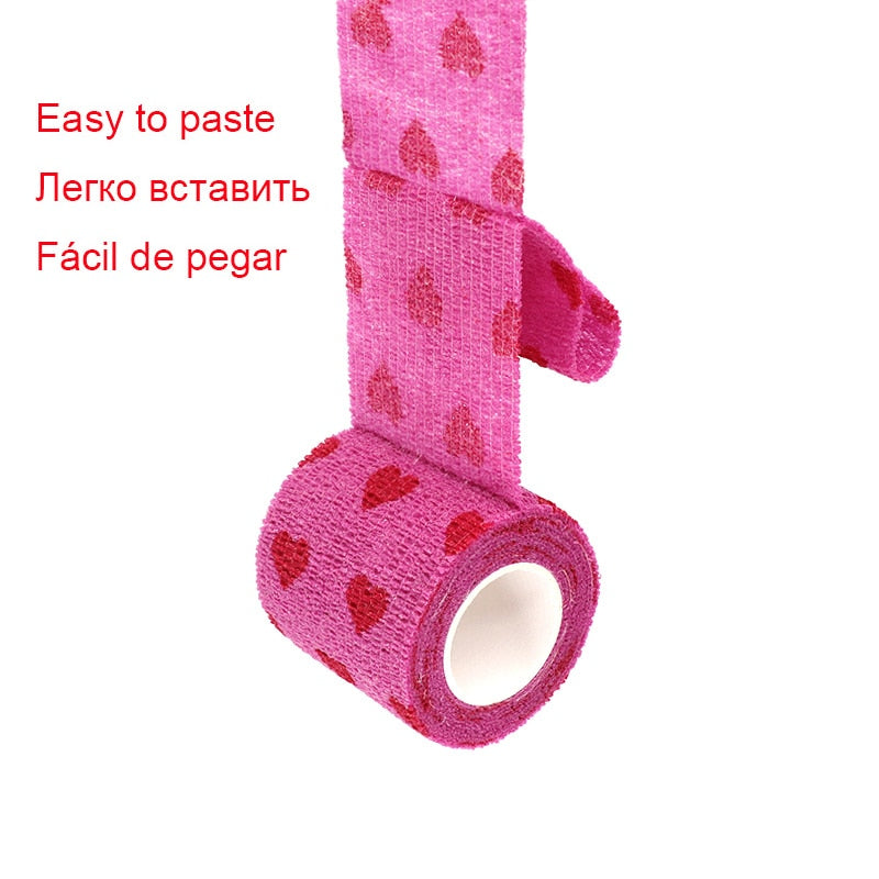 Colorful Printed Medical Elastic Bandage for Pets - Self-Adhesive and Stretchy Therapy Wrap Tape, 15FT Long