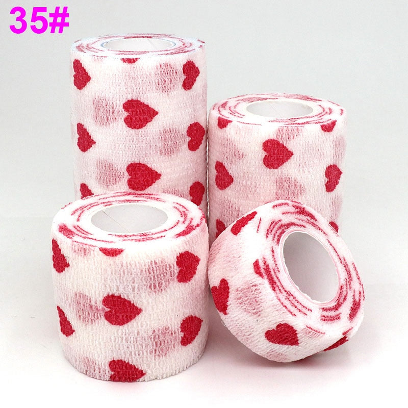 Colorful Printed Medical Elastic Bandage for Pets - Self-Adhesive and Stretchy Therapy Wrap Tape, 15FT Long