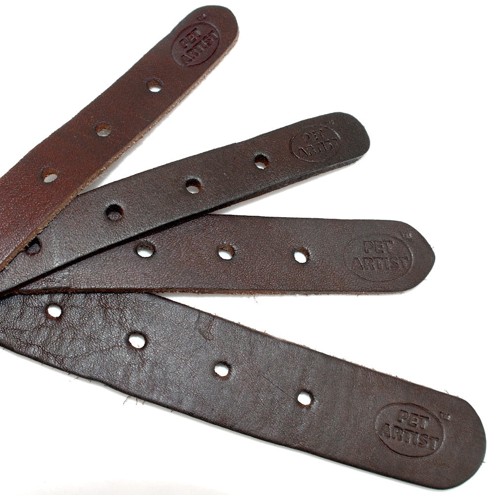 Adjustable Studded Leather Dog Collar - Soft and Durable Collars for Puppies and Small to Medium Breeds - Available in Brown Color - XXS, XS, S, M sizes