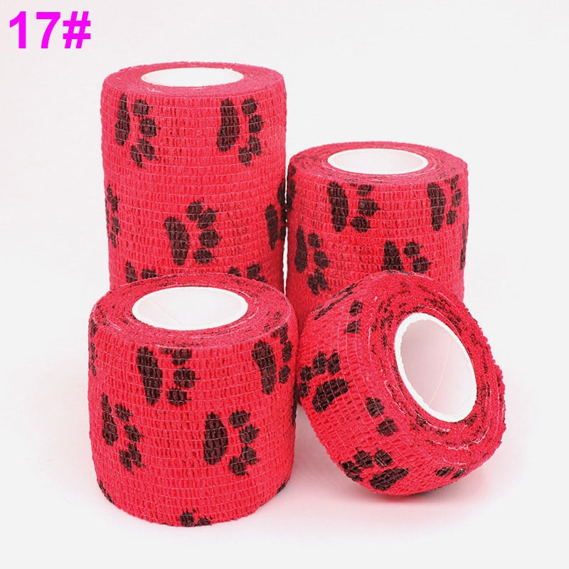 Colorful Printed Medical Elastic Bandage for Pets - Self-Adhesive and Stretchy Therapy Wrap Tape, 15FT Long