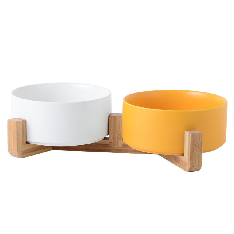 Double Ceramic Pet Bowl - Dog Feeding and Water Bowl - Ideal for Puppy, Small Dogs Feeder Product Supplies