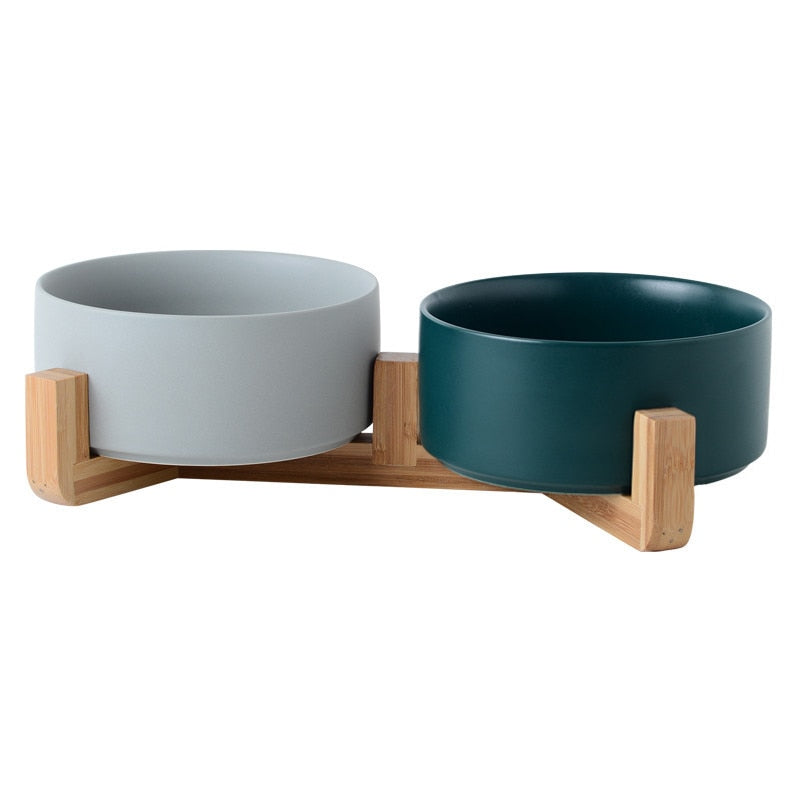 Double Ceramic Pet Bowl - Dog Feeding and Water Bowl - Ideal for Puppy, Small Dogs Feeder Product Supplies
