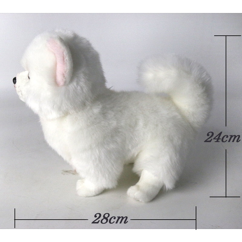 Pomeranian Dog Plush Toy - Realistic Stuffed Animal for Pet Lovers and Home Décor in Snow White Color