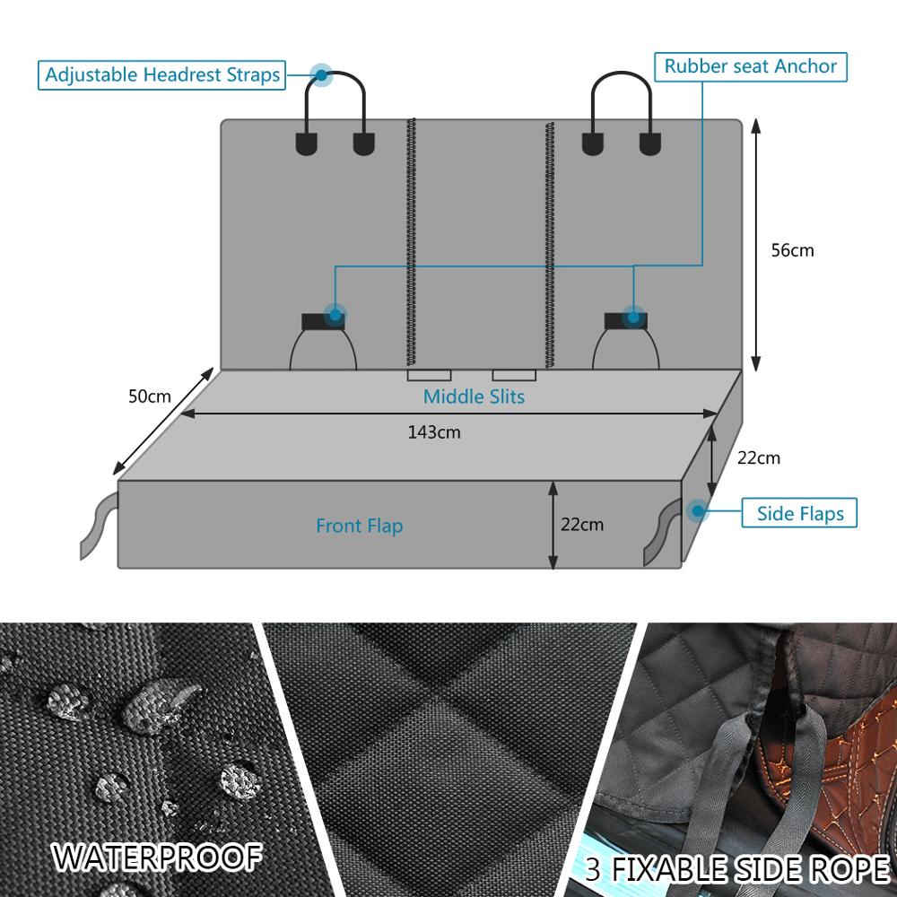 Waterproof Dog Car Seat Cover with Armrest Access - Pet Travel Cushion for Car Rear Back Mat and Middle Seat Protector