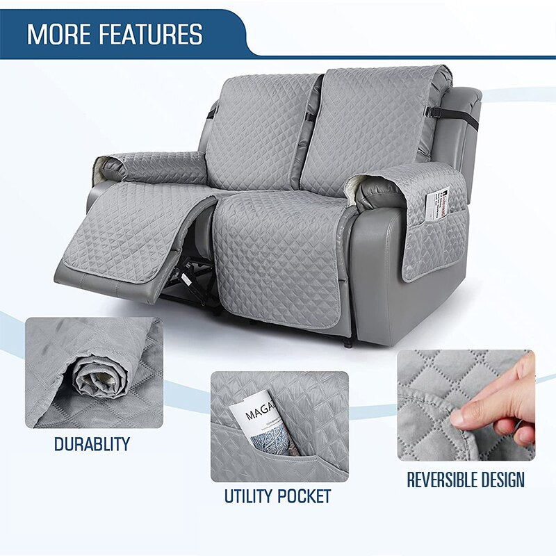 Reversible Recliner Sofa Cover for 1/2/3 Seaters - Pet-Friendly Furniture Protector for Living Room Armchair