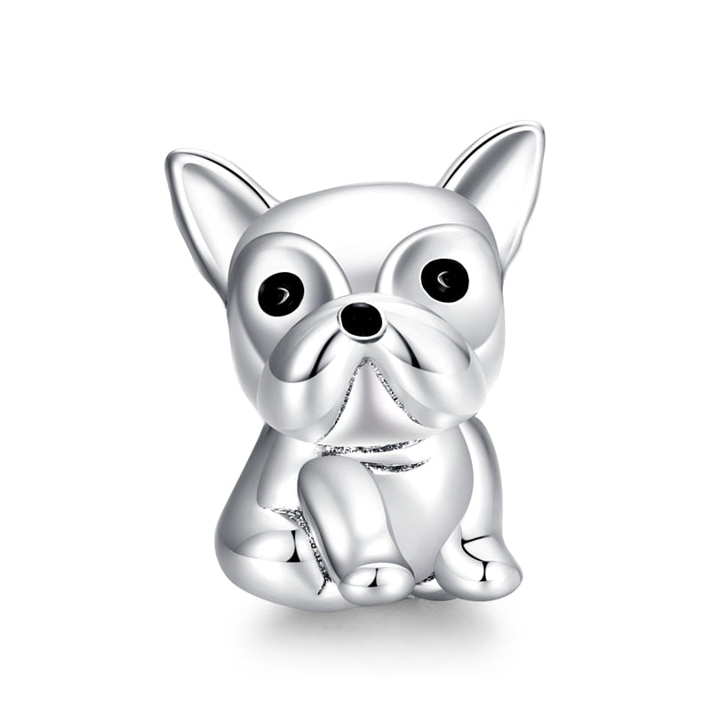 Puppy Dog Charm 925 Sterling Silver Heart Paw Pendant Bead for DIY Bracelet or Necklace - Fine Jewelry for Pet Lovers