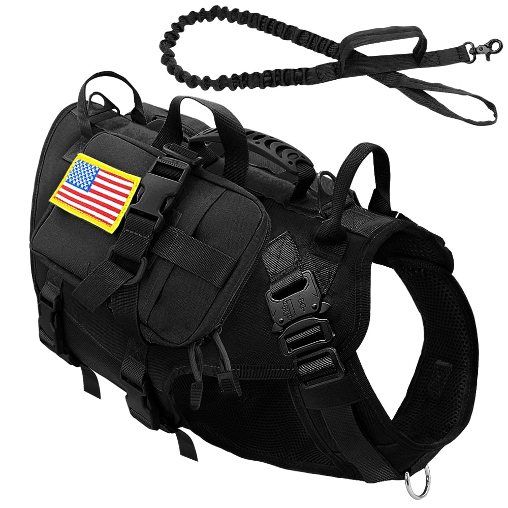 Military Tactical Dog Harness - No Pull, Training, Hiking, Molle Vest with Pouches for Medium and Large Dogs