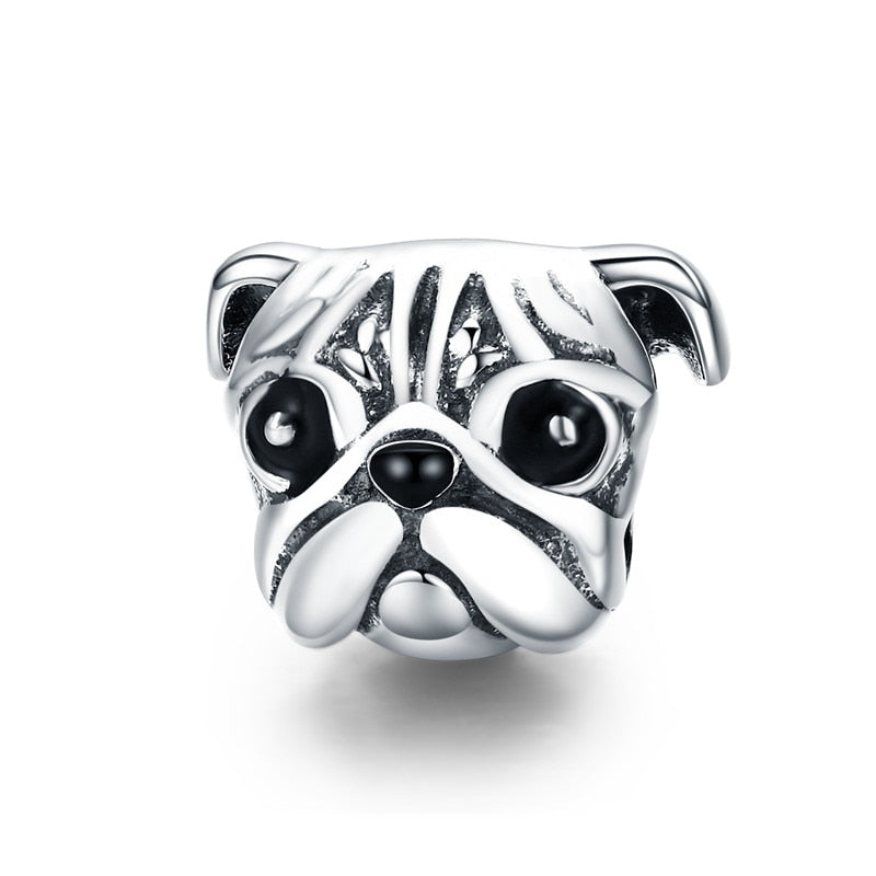 Puppy Dog Charm 925 Sterling Silver Heart Paw Pendant Bead for DIY Bracelet or Necklace - Fine Jewelry for Pet Lovers