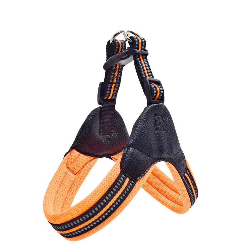 Adjustable Dog Harness with Reflective Strips - Breathable Nylon Mesh - Pet Collar Matching Leash for Dogs (Leash Sold Separately)