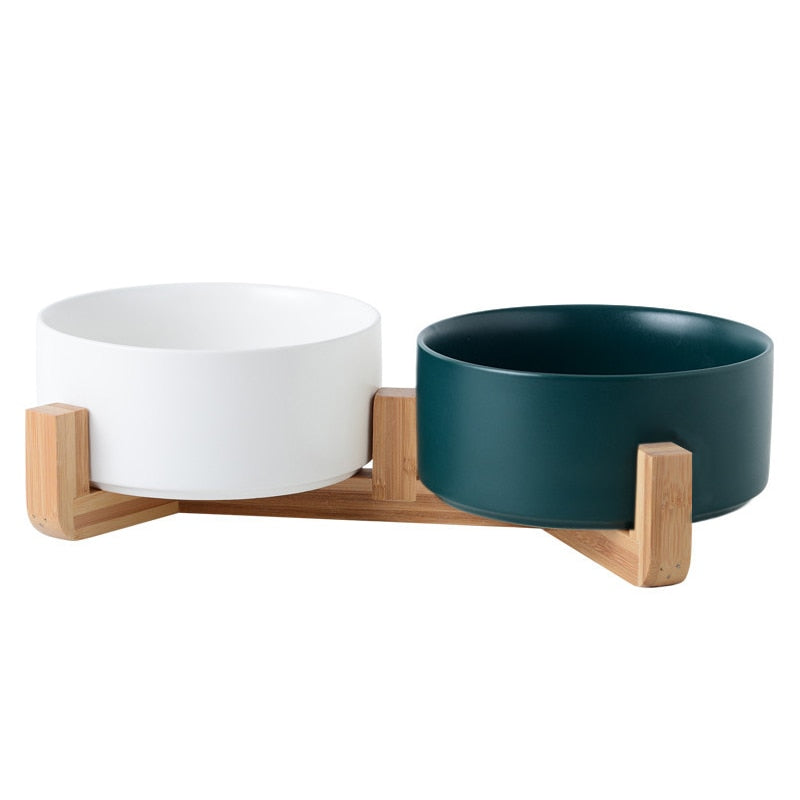 Double Ceramic Pet Bowl - Dog Feeding and Water Bowl - Ideal for Puppy, Small Dogs Feeder Product Supplies