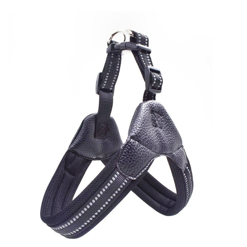Adjustable Dog Harness with Reflective Strips - Breathable Nylon Mesh - Pet Collar Matching Leash for Dogs (Leash Sold Separately)