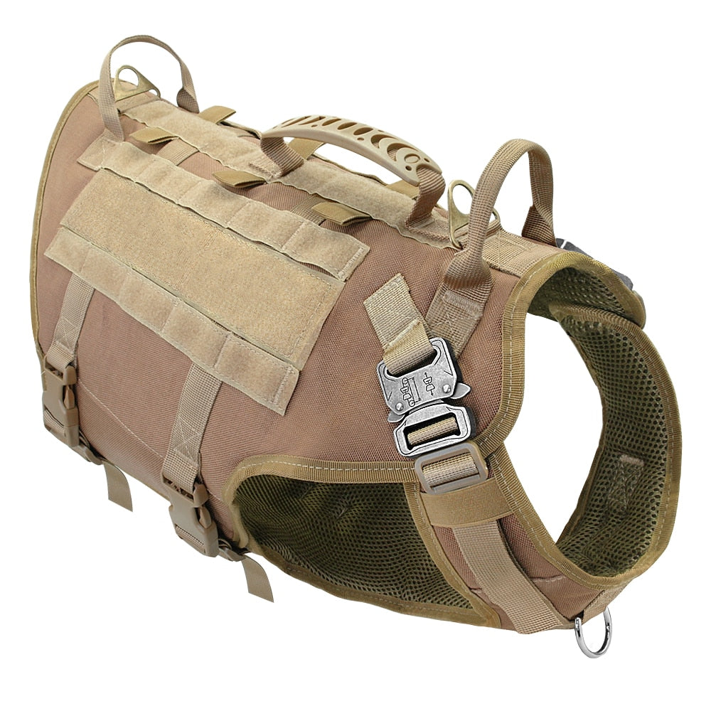 Military Tactical Dog Harness - No Pull, Training, Hiking, Molle Vest with Pouches for Medium and Large Dogs
