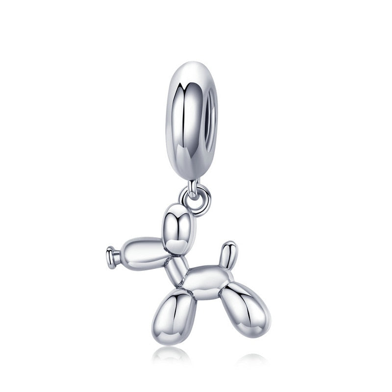 Puppy Dog Charm 925 Sterling Silver Heart Paw Pendant Bead for DIY Bracelet or Necklace - Fine Jewelry for Pet Lovers