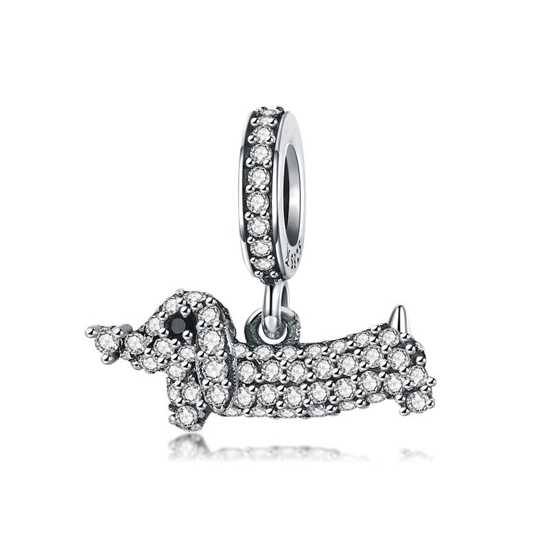 Puppy Dog Charm 925 Sterling Silver Heart Paw Pendant Bead for DIY Bracelet or Necklace - Fine Jewelry for Pet Lovers
