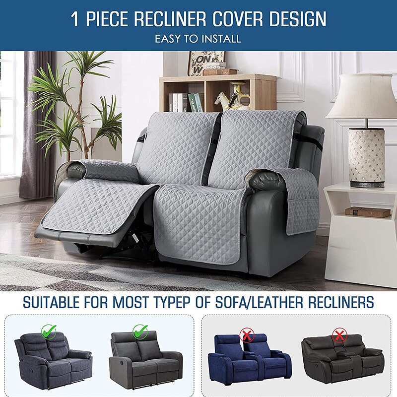 Reversible Recliner Sofa Cover for 1/2/3 Seaters - Pet-Friendly Furniture Protector for Living Room Armchair