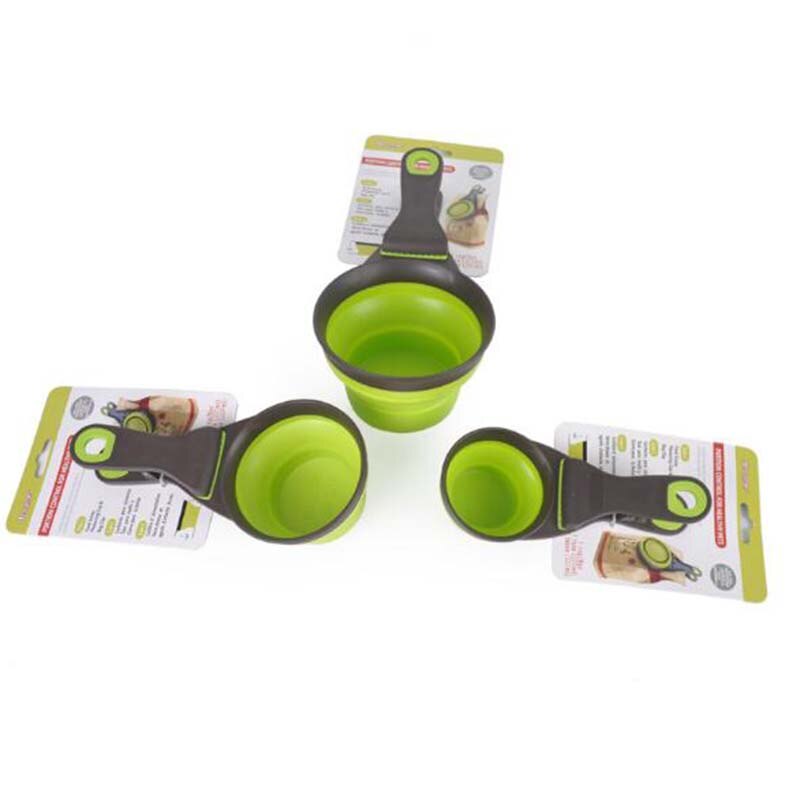 Folding Silicone Pet Bowl Measuring Cup - Portable and Convenient Dog Scoop for Food and Water
