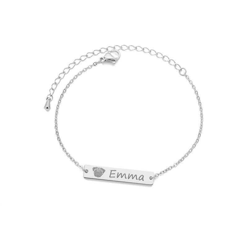 Personalized Hand Painted Engraved Pet Photo Bracelet for Women - Stainless Steel Custom Dog Pet Picture Name Bracelet Jewelry - Unique Memory Gift