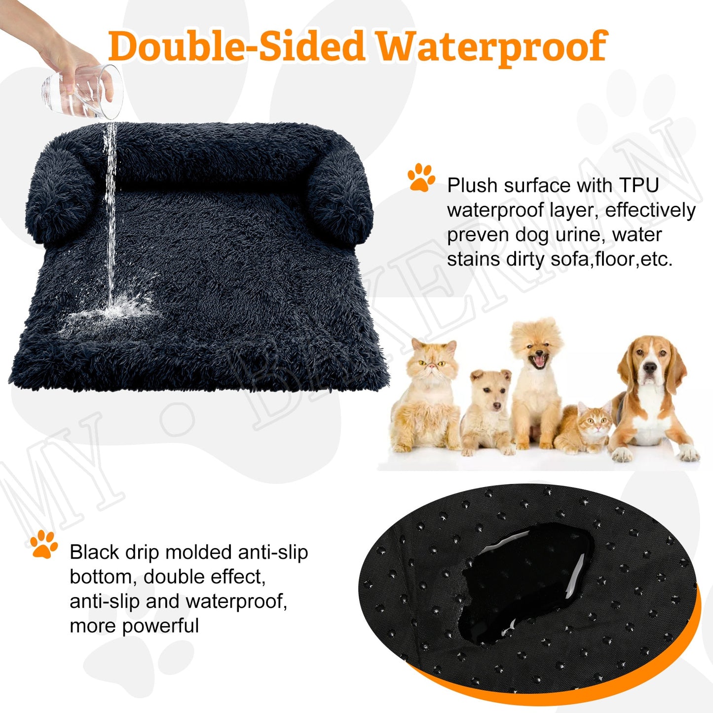 Large Dog Sofa Bed - Calming Pet Bed with Soft Washable Nest, Ideal for Comfortable Resting and Sleeping, Furniture Protector Mat and Blanket Included