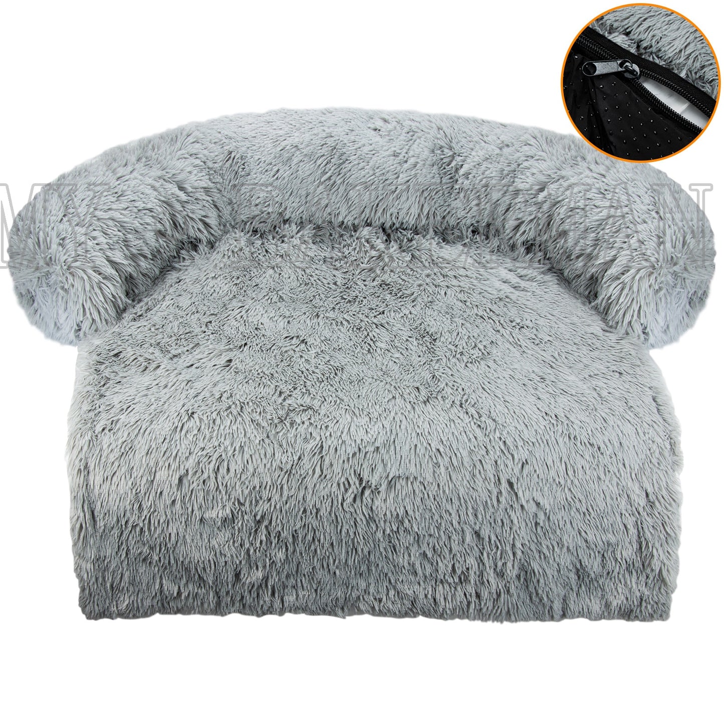 Large Dog Sofa Bed - Calming Pet Bed with Soft Washable Nest, Ideal for Comfortable Resting and Sleeping, Furniture Protector Mat and Blanket Included