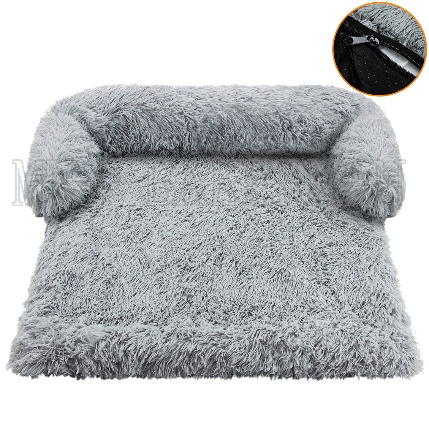 Large Dog Sofa Bed - Calming Pet Bed with Soft Washable Nest, Ideal for Comfortable Resting and Sleeping, Furniture Protector Mat and Blanket Included