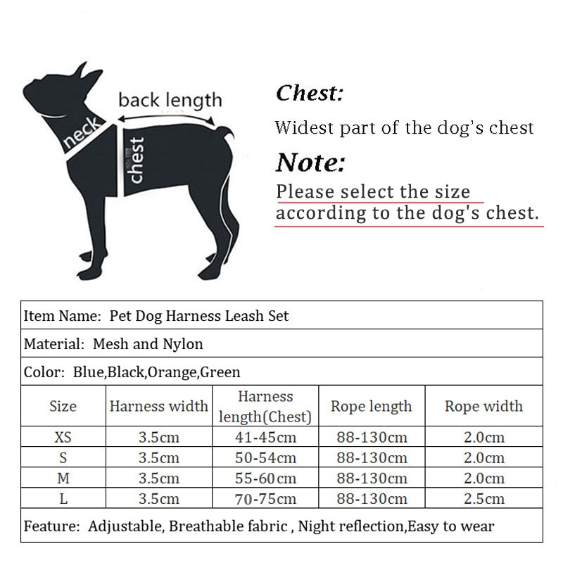 Adjustable Dog Harness with Reflective Strips - Breathable Nylon Mesh - Pet Collar Matching Leash for Dogs (Leash Sold Separately)
