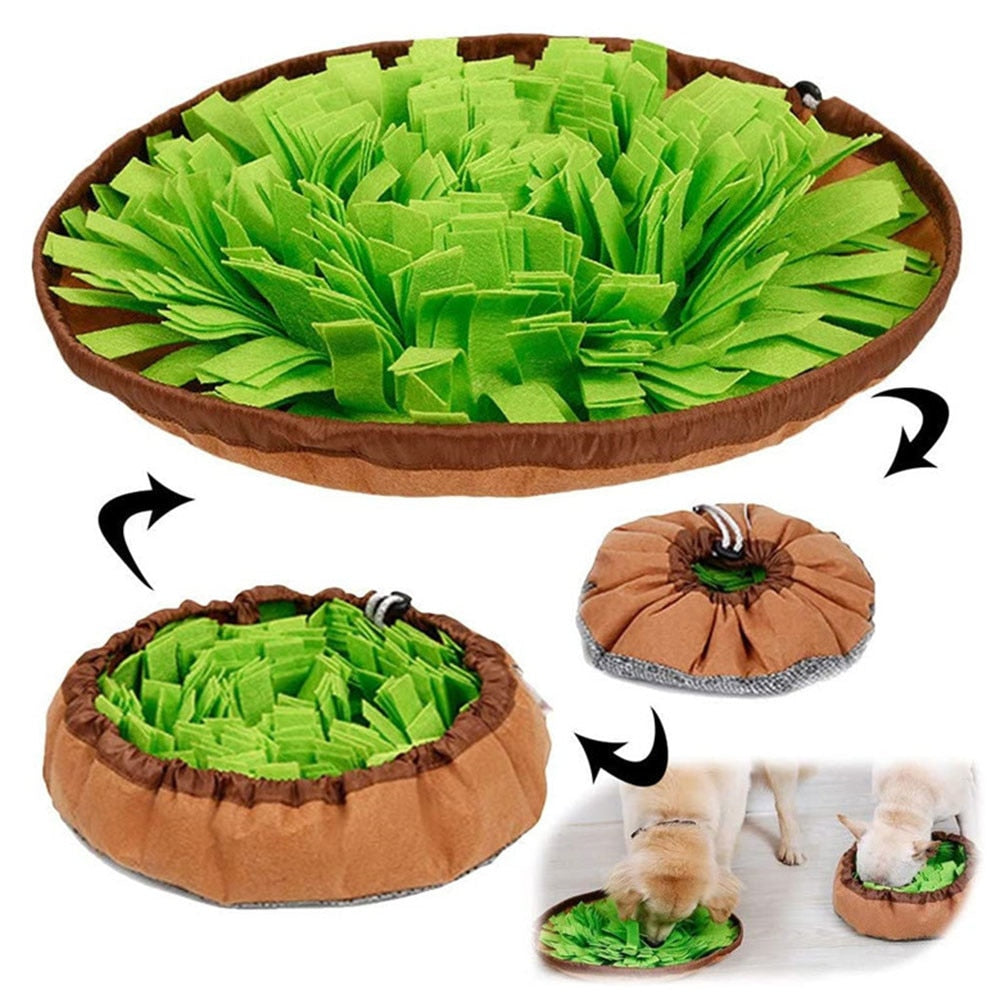 Slow Feeding Snuffle Mat for Dogs - Interactive Puzzle Toy and Smell Training Pad for Nosework - Washable and Food Dispensing - Perfect for Dog Toys