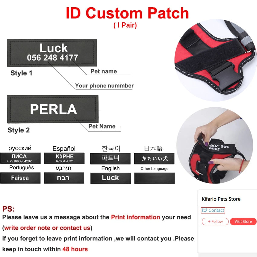 Personalized No-Pull Dog Harness with Velcro ID Customization and Reflective Design