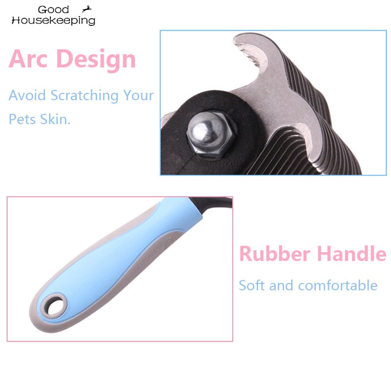 Double-Sided Pet Fur Knot Cutter and De-Shedding Tool - Dog Grooming Brush for Effective Hair Removal