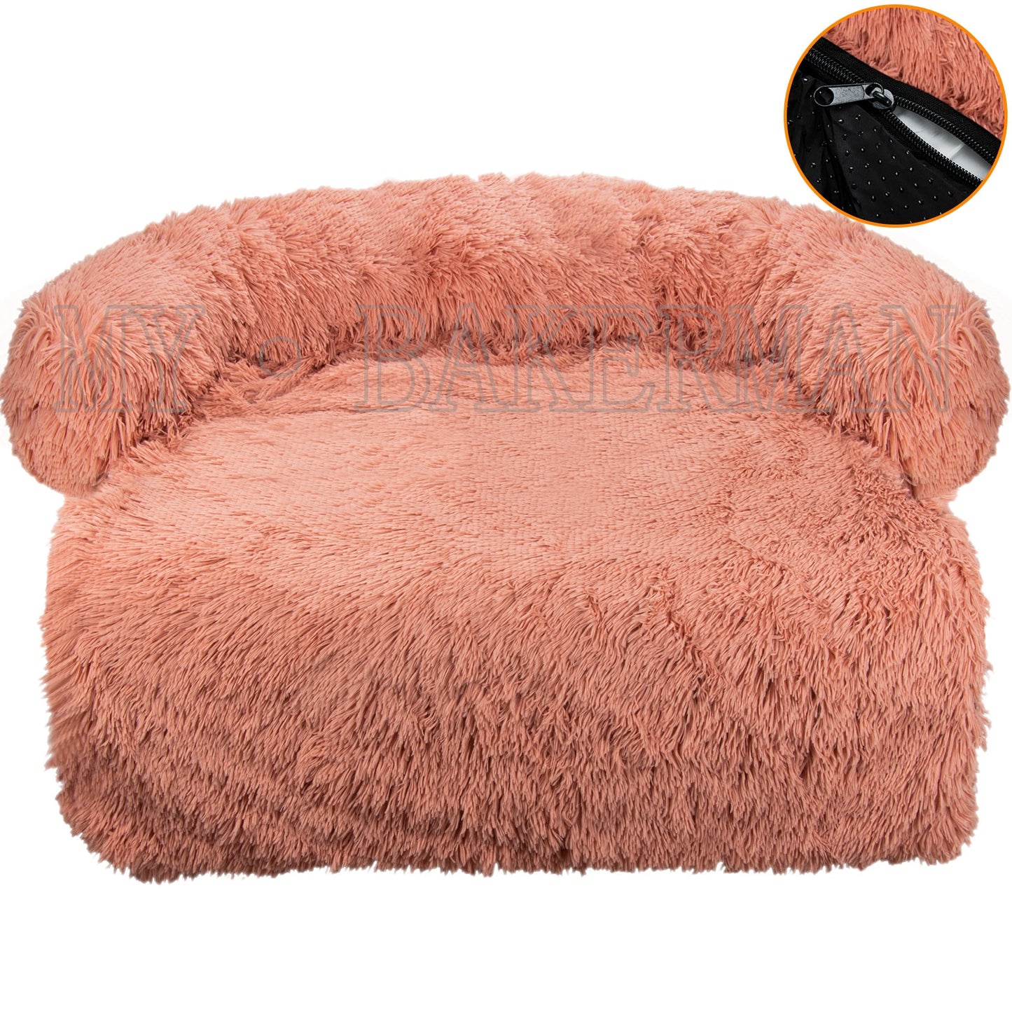 Large Dog Sofa Bed - Calming Pet Bed with Soft Washable Nest, Ideal for Comfortable Resting and Sleeping, Furniture Protector Mat and Blanket Included