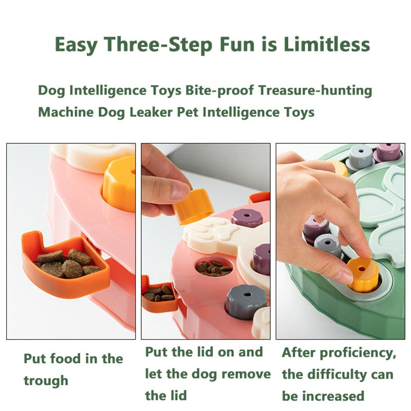 IQ Puzzle Dog Toys - Slow Feeder Interactive Food Dispenser and Non-Slip Bowl for Dogs - Enhance Training and Slow Eating Habits