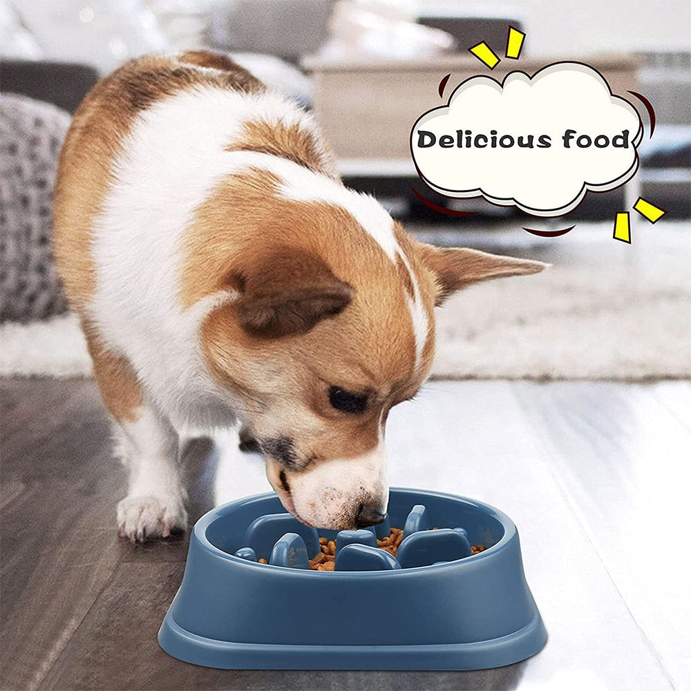 Non-Slip Dog Slow Feeder Bowl - Puzzle Bowl for Anti-Gulping and Slower Food Feeding - Suitable for Small and Medium Dogs and Puppies