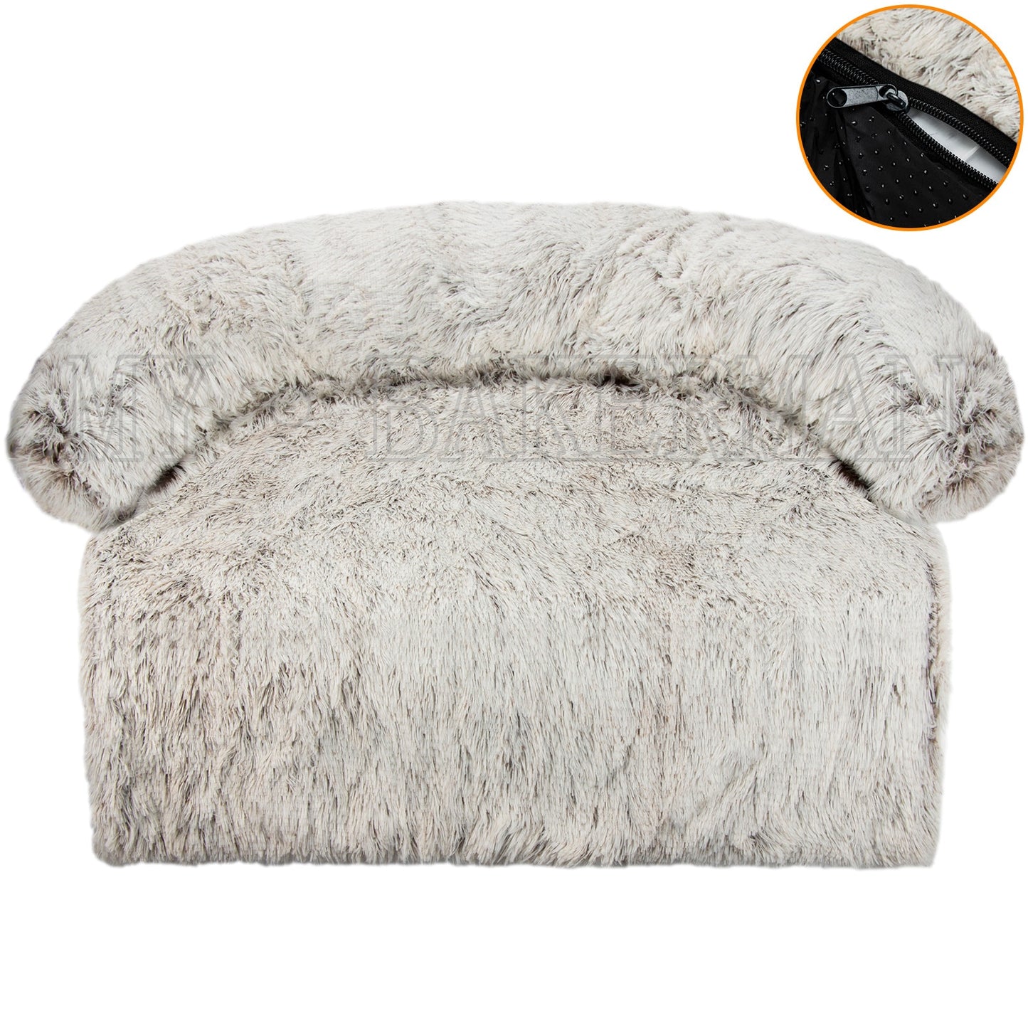 Large Dog Sofa Bed - Calming Pet Bed with Soft Washable Nest, Ideal for Comfortable Resting and Sleeping, Furniture Protector Mat and Blanket Included