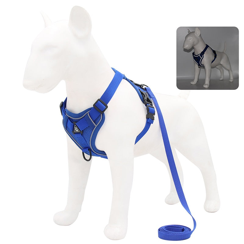 Reflective No Pull Dog Harness and Leash Set for Small to Medium Dogs - Adjustable Pet Harness Vest with Mesh Chest Strap