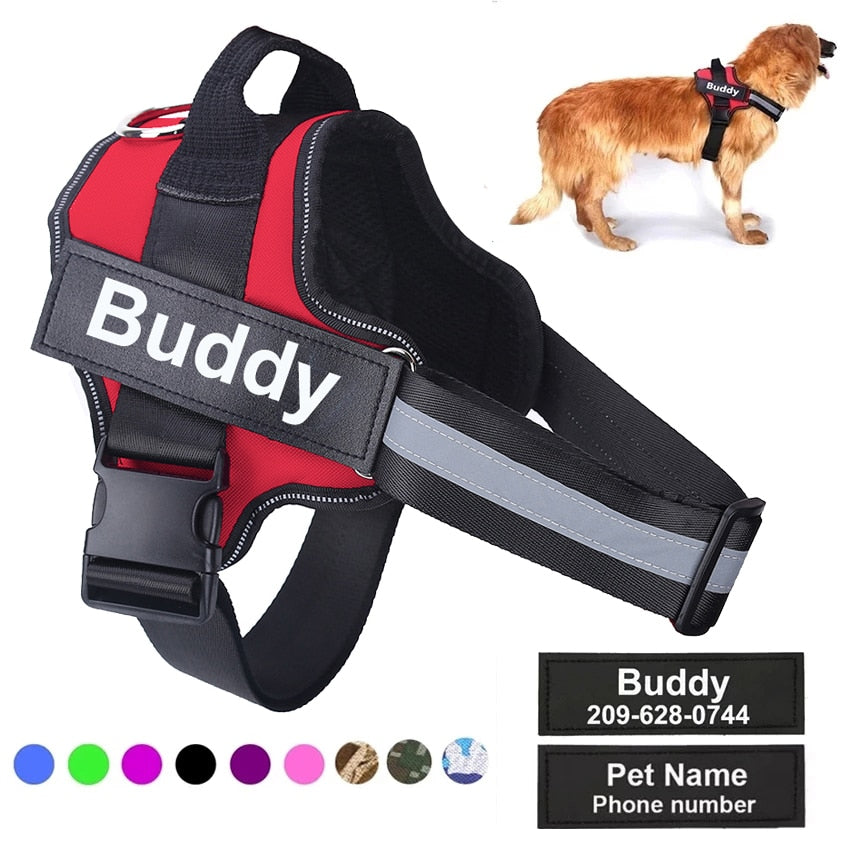 Personalized No-Pull Dog Harness with Velcro ID Customization and Reflective Design